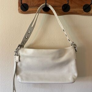 Vintage Coach East West Hobo Leather Shoulder Bag Cream Y2K 1417